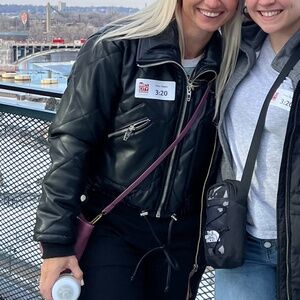 On The Rise Vegan Leather Bomber Jacket Black